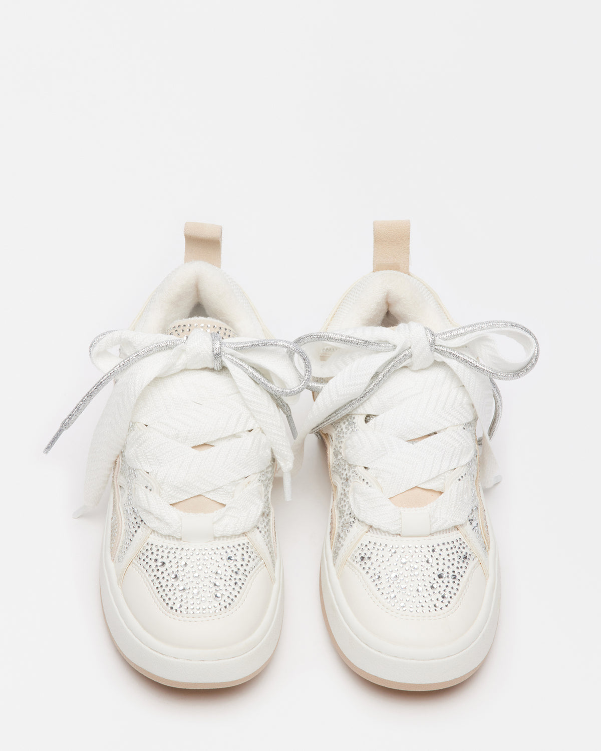 ROARING White Rhinestones Low-Top Lace-Up Sneaker | Women's Sneakers Steve Madden WHITE MULTI