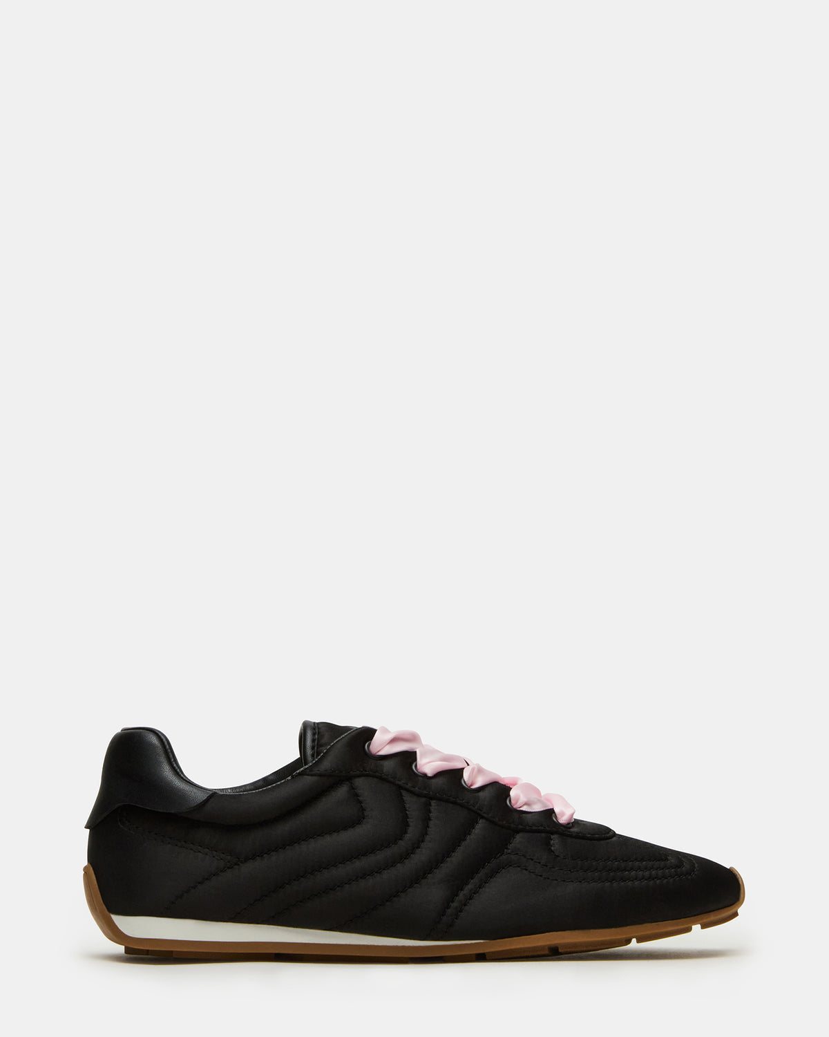 ABBI Black Satin Low-Top Lace-Up Women's Sneaker Steve Madden BLACK SATIN