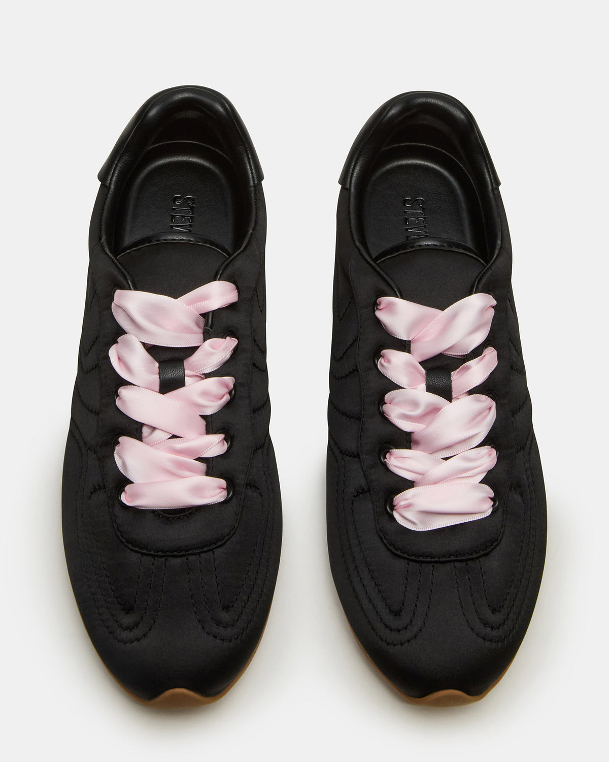 ABBI Black Satin Low-Top Lace-Up Women's Sneaker Steve Madden BLACK SATIN