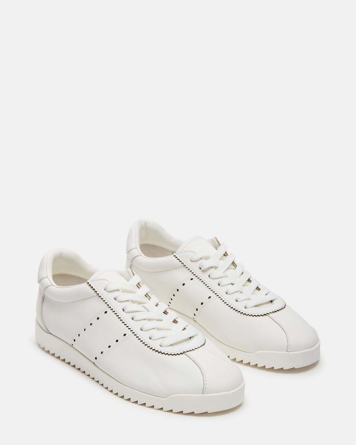 MIRAGE White Leather Women's Low-Top Sneaker Steve Madden WHITE LEATHER