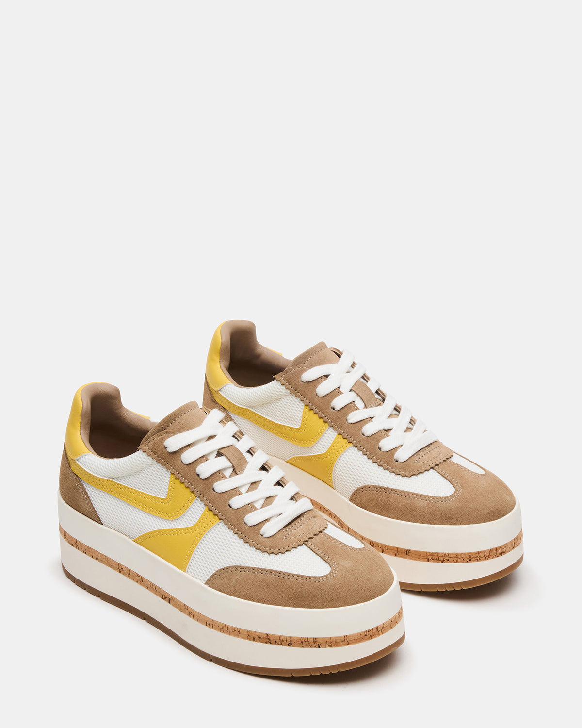 JUDGE Taupe Multi Platform Low-Top Lace-Up Women's Sneaker Steve Madden TAUPE MULTI