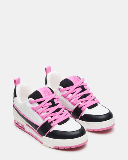 SKATER Black/Pink Low-Top Lace-Up Women's Sneaker Steve Madden BLACK PINK MULTI