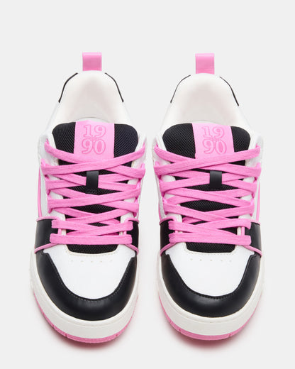 SKATER Black/Pink Low-Top Lace-Up Women's Sneaker Steve Madden BLACK PINK MULTI