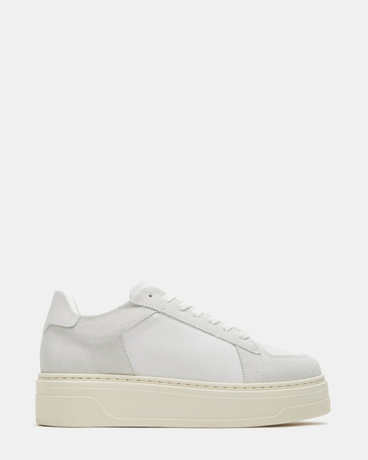 DOMINO White Leather Tonal Platform Sneaker | Women's Sneakers Steve Madden WHITE LEATHER