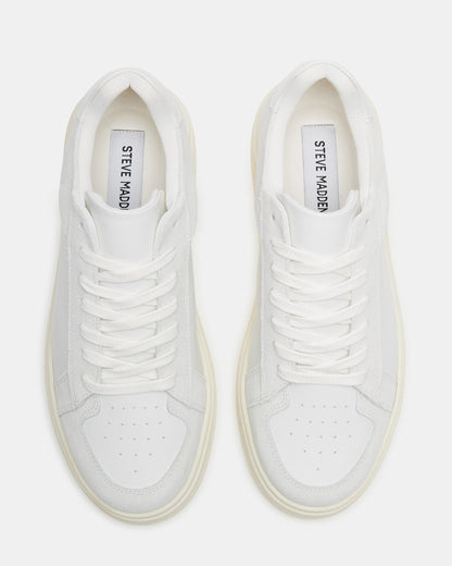 DOMINO White Leather Tonal Platform Sneaker | Women's Sneakers Steve Madden WHITE LEATHER