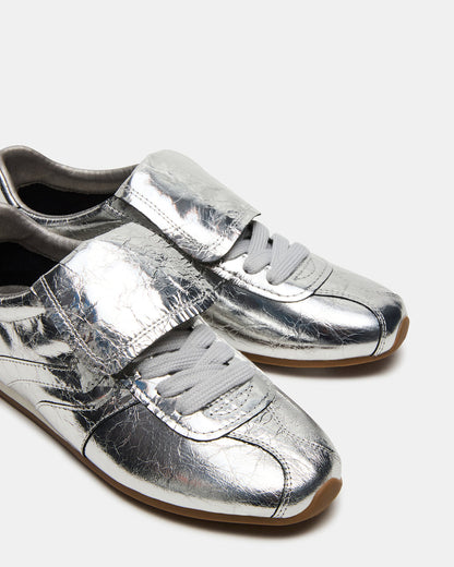 MOBILITY SIlver Leather Women's Low-Top Lace-Up Sneaker Steve Madden SILVER LEATHER