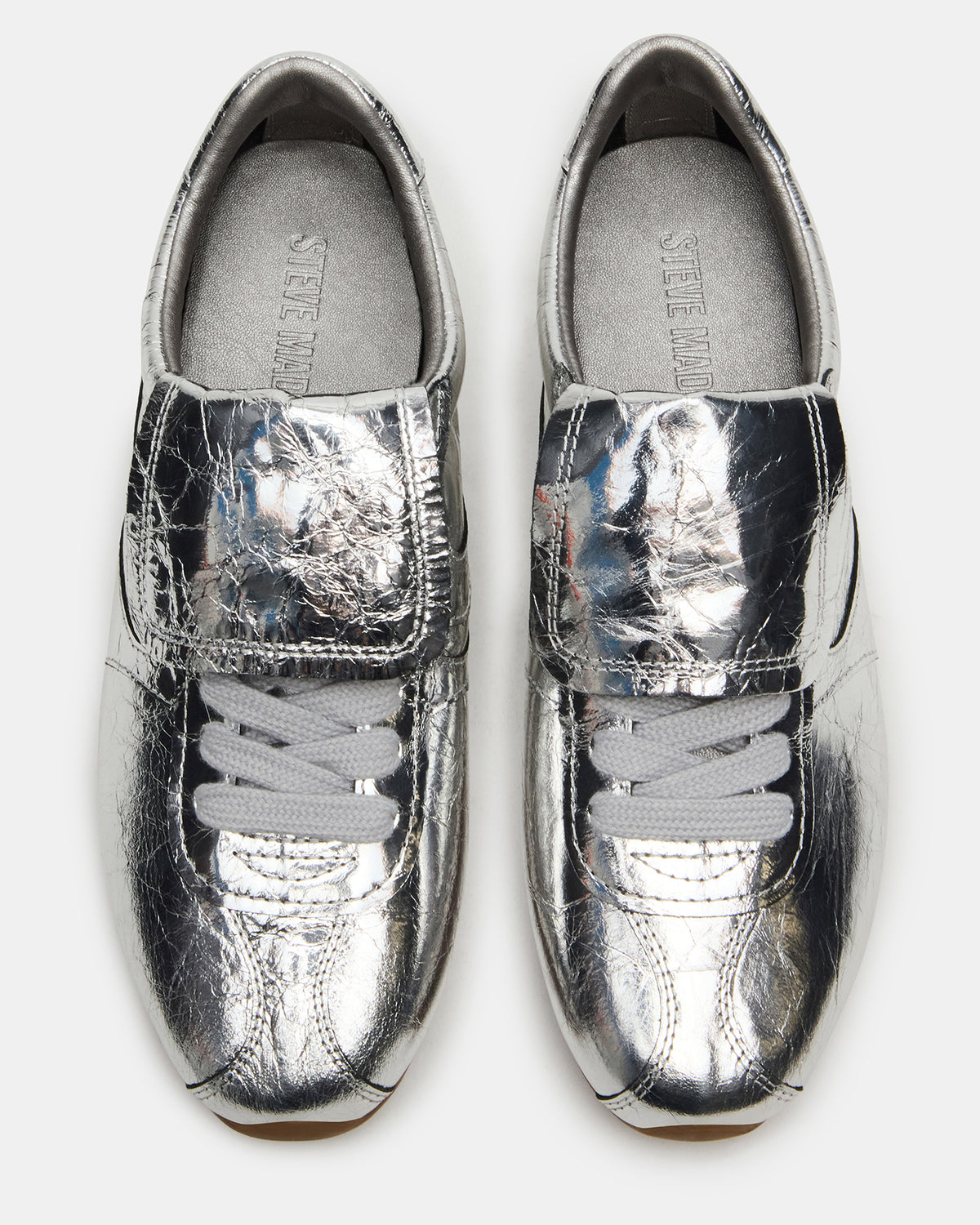 MOBILITY SIlver Leather Women's Low-Top Lace-Up Sneaker Steve Madden SILVER LEATHER