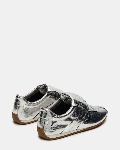 MOBILITY SIlver Leather Women's Low-Top Lace-Up Sneaker Steve Madden SILVER LEATHER