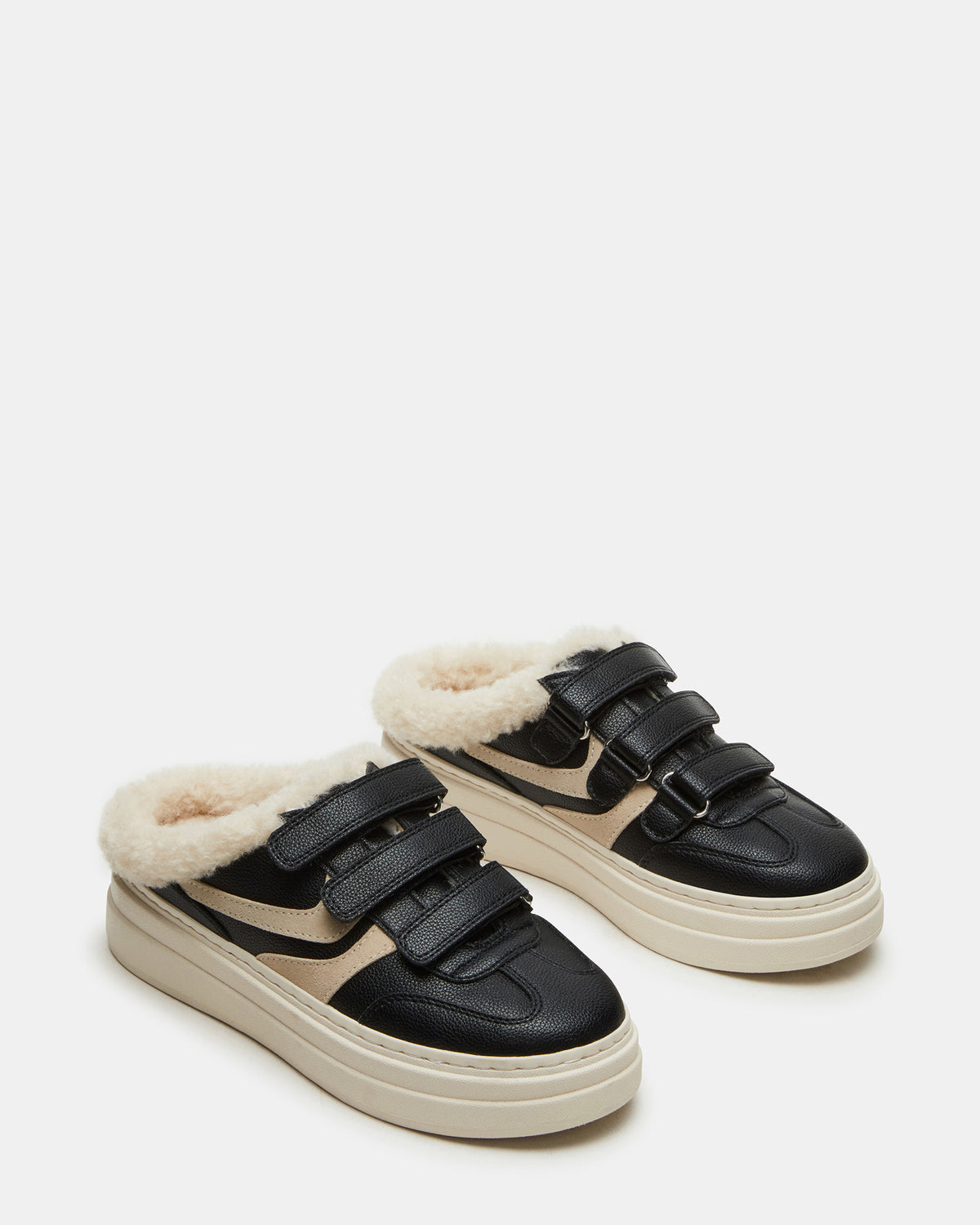 DASHER Black Low-Top Faux Fur Slip-On Sneaker | Women's Sneakers Steve Madden BLACK