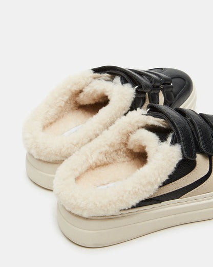 DASHER Black Low-Top Faux Fur Slip-On Sneaker | Women's Sneakers Steve Madden BLACK