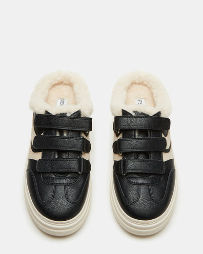 DASHER Black Low-Top Faux Fur Slip-On Sneaker | Women's Sneakers Steve Madden BLACK