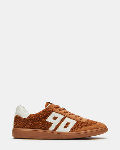 NINETIES Tobacco Low-Top Faux Shearling Sneaker | Women's Sneakers Steve Madden TOBACCO