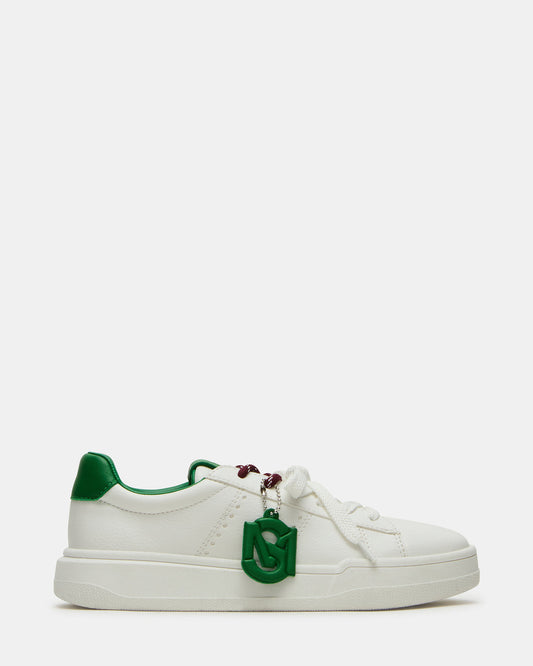 MARVIN White/Green Low-Top Lace-Up Women's Sneaker Steve Madden WHITE/GREEN