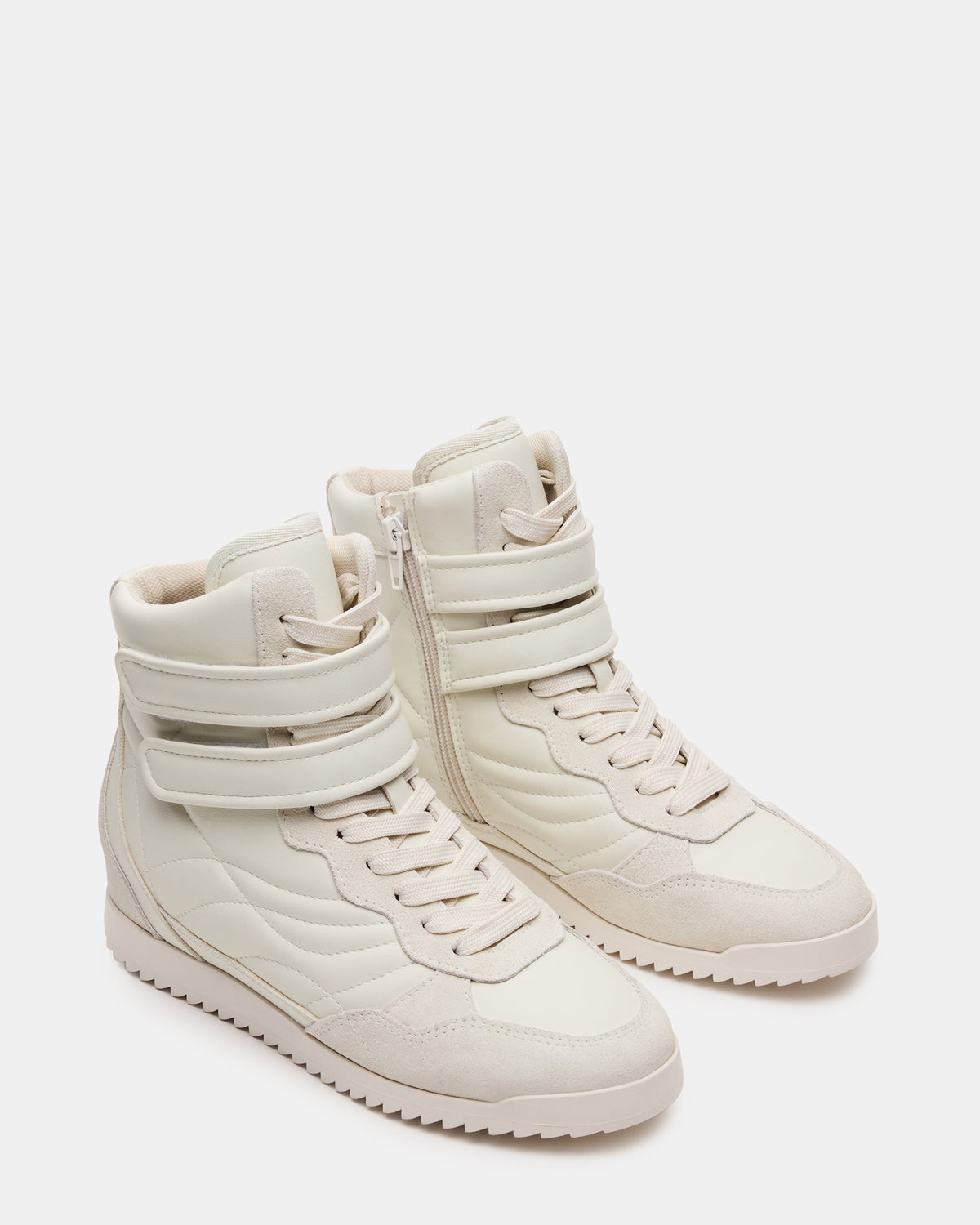 LIFTOFF White Leather Lace-Up High-Top Sneaker Steve Madden WHITE LEATHER