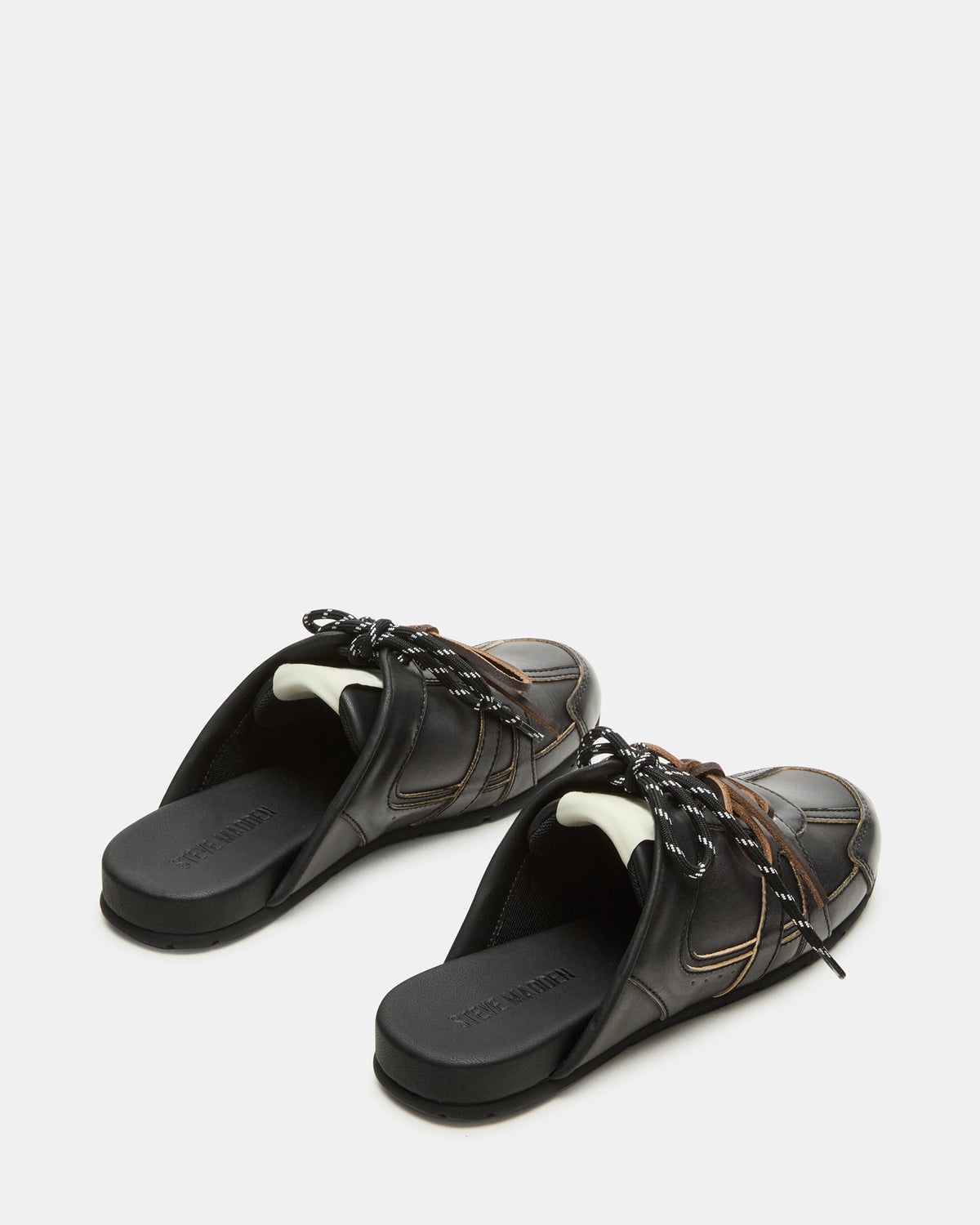 MAYSA Black Distressed Women's Low-Top Slip-On Mule Sneakers Steve Madden BLK DISTRS