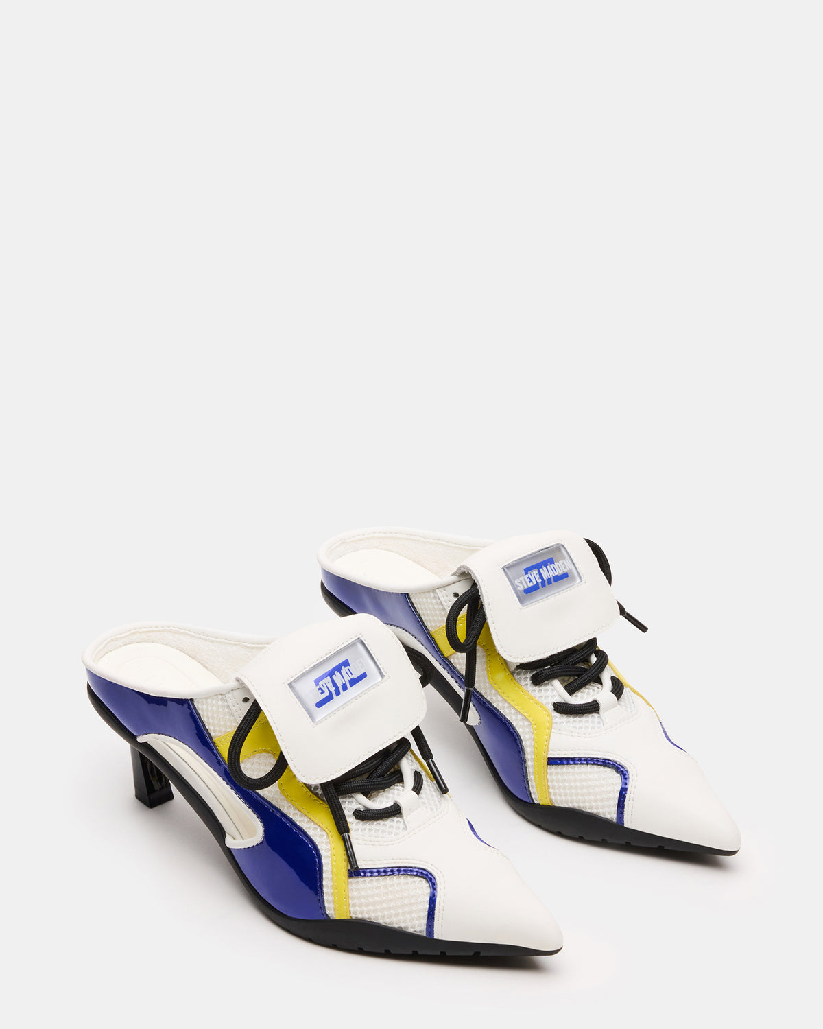 SHEVRON Blue Multi Pointed-Toe Lace-Up Women's Sneaker Steve Madden BLUE MULTI