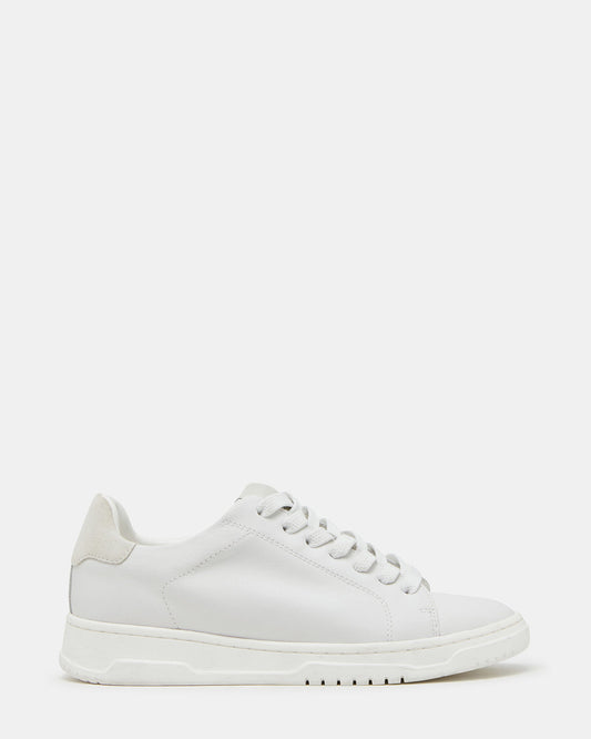 ELSIN White Leather Women's Low-Top Lace-Up Sneaker Steve Madden WHITE LEATHER
