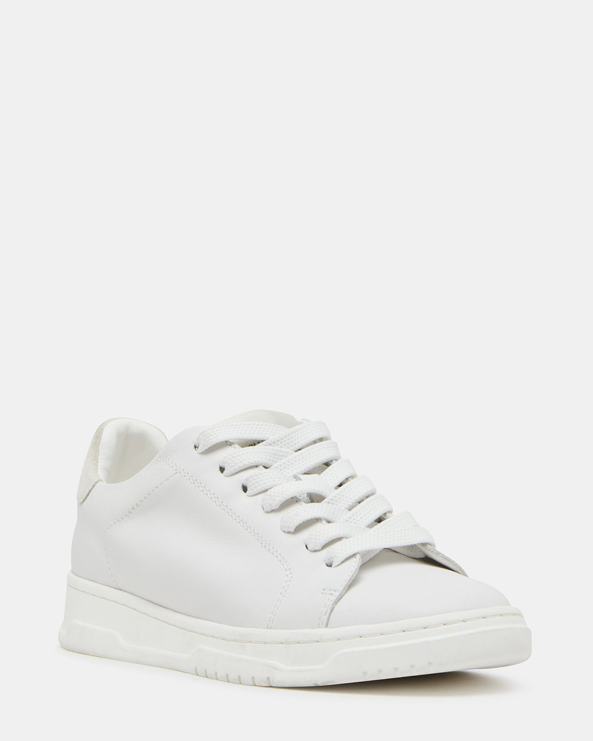 ELSIN White Leather Women's Low-Top Lace-Up Sneaker Steve Madden WHITE LEATHER