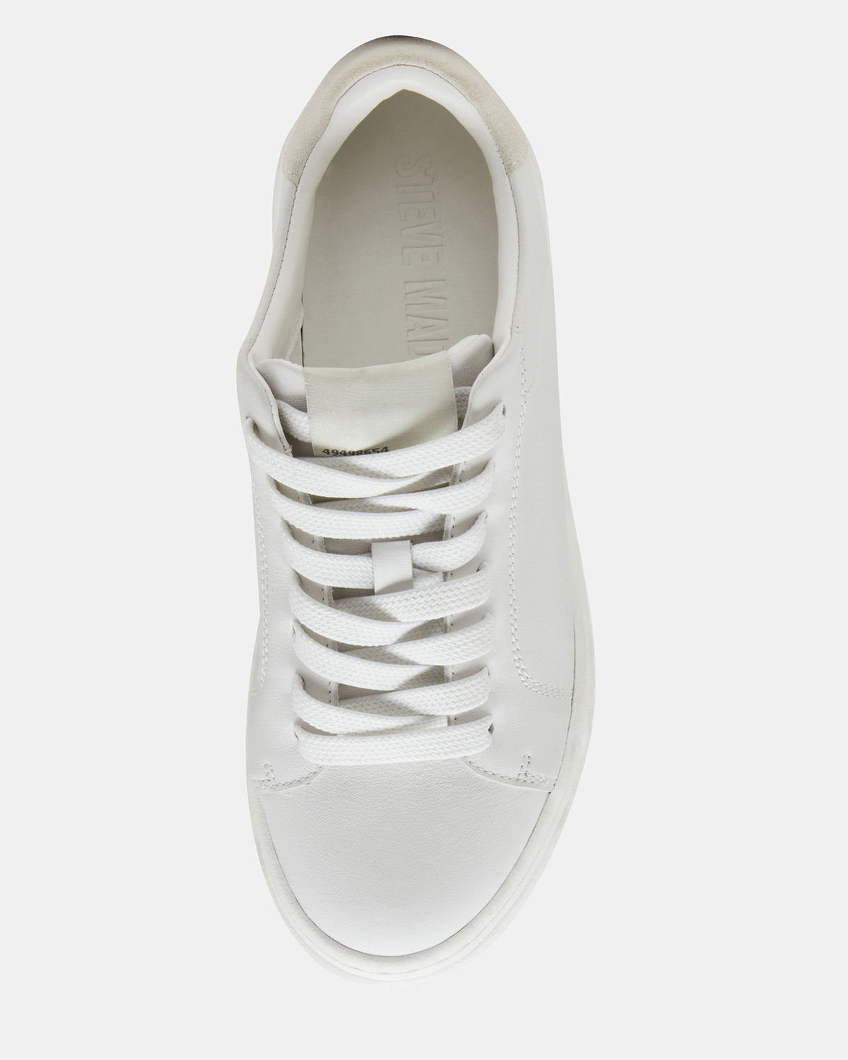 ELSIN White Leather Women's Low-Top Lace-Up Sneaker Steve Madden WHITE LEATHER