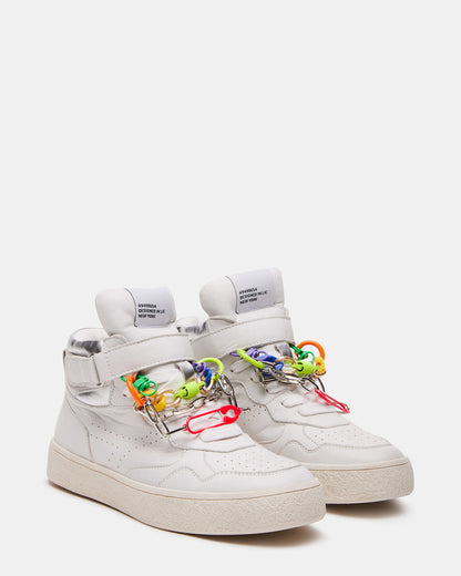 EMILEE White Leather High Top Lace Up Sneaker | Women's Sneakers Steve Madden WHITE LEATHER