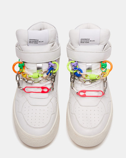 EMILEE White Leather High Top Lace Up Sneaker | Women's Sneakers Steve Madden WHITE LEATHER