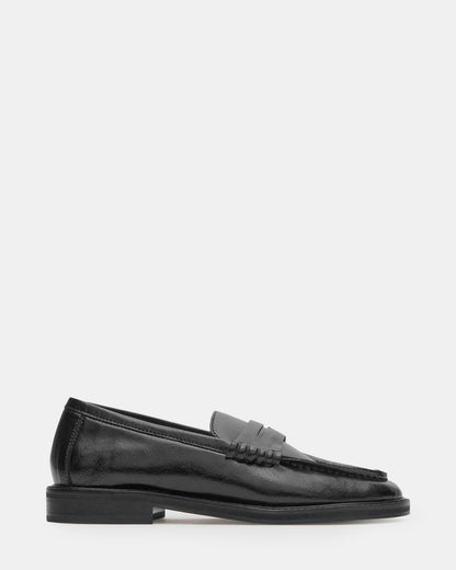 MADISON Black Leather Women's Penny Loafer Steve Madden BLACK LEATHER