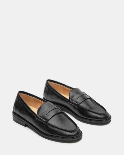 MADISON Black Leather Women's Penny Loafer Steve Madden BLACK LEATHER