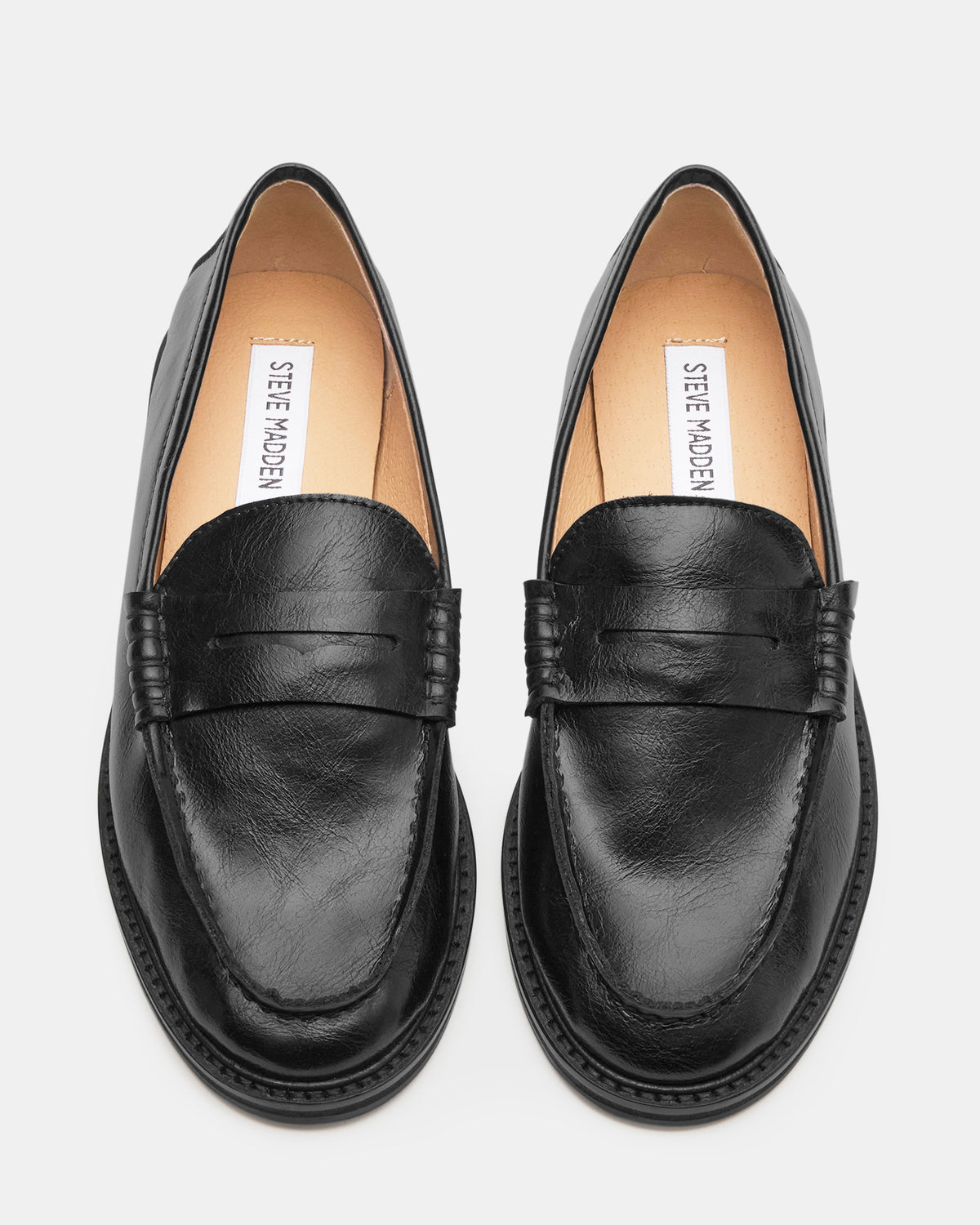 MADISON Black Leather Women's Penny Loafer Steve Madden BLACK LEATHER