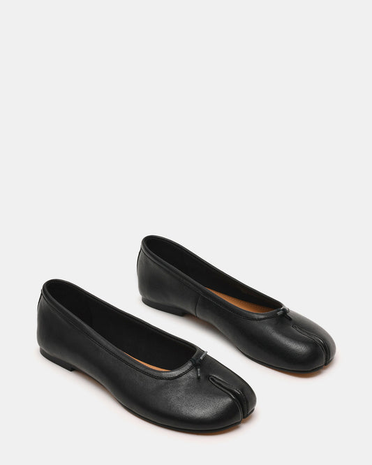 CALICO Black Leather Split Toe Tabi Women's Ballet Flat Steve Madden BLACK LEATHER