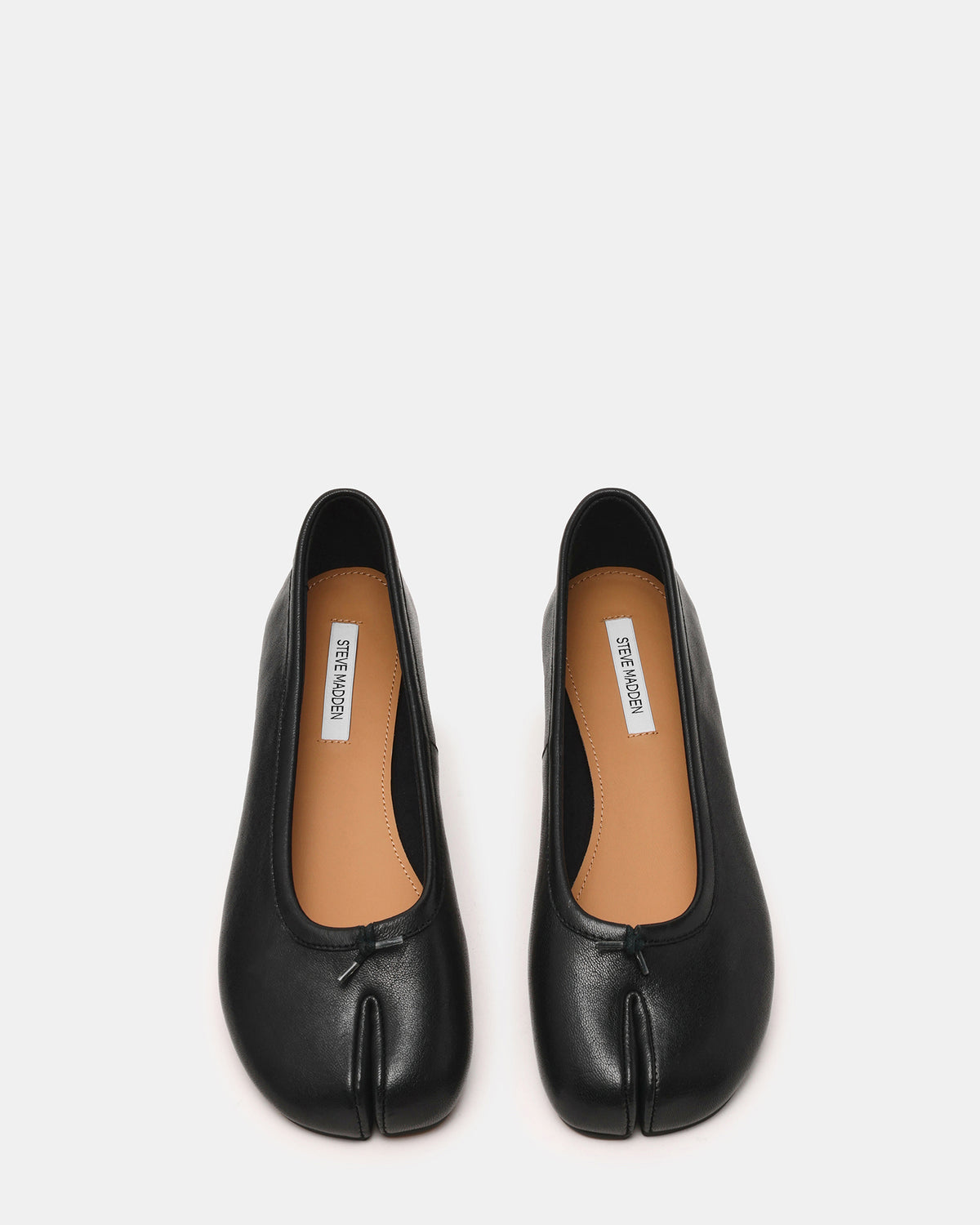 CALICO Black Leather Split Toe Tabi Women's Ballet Flat Steve Madden BLACK LEATHER