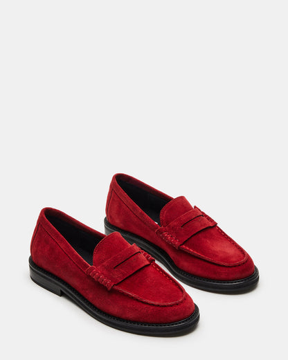 MADISON Red Suede Women's Penny Loafer Steve Madden RED SUEDE