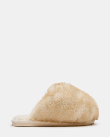 POOF Natural Slip-On Faux Fur Mule Women's Flat Steve Madden NATURAL