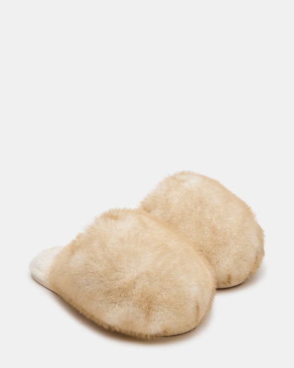 POOF Natural Slip-On Faux Fur Mule Women's Flat Steve Madden NATURAL