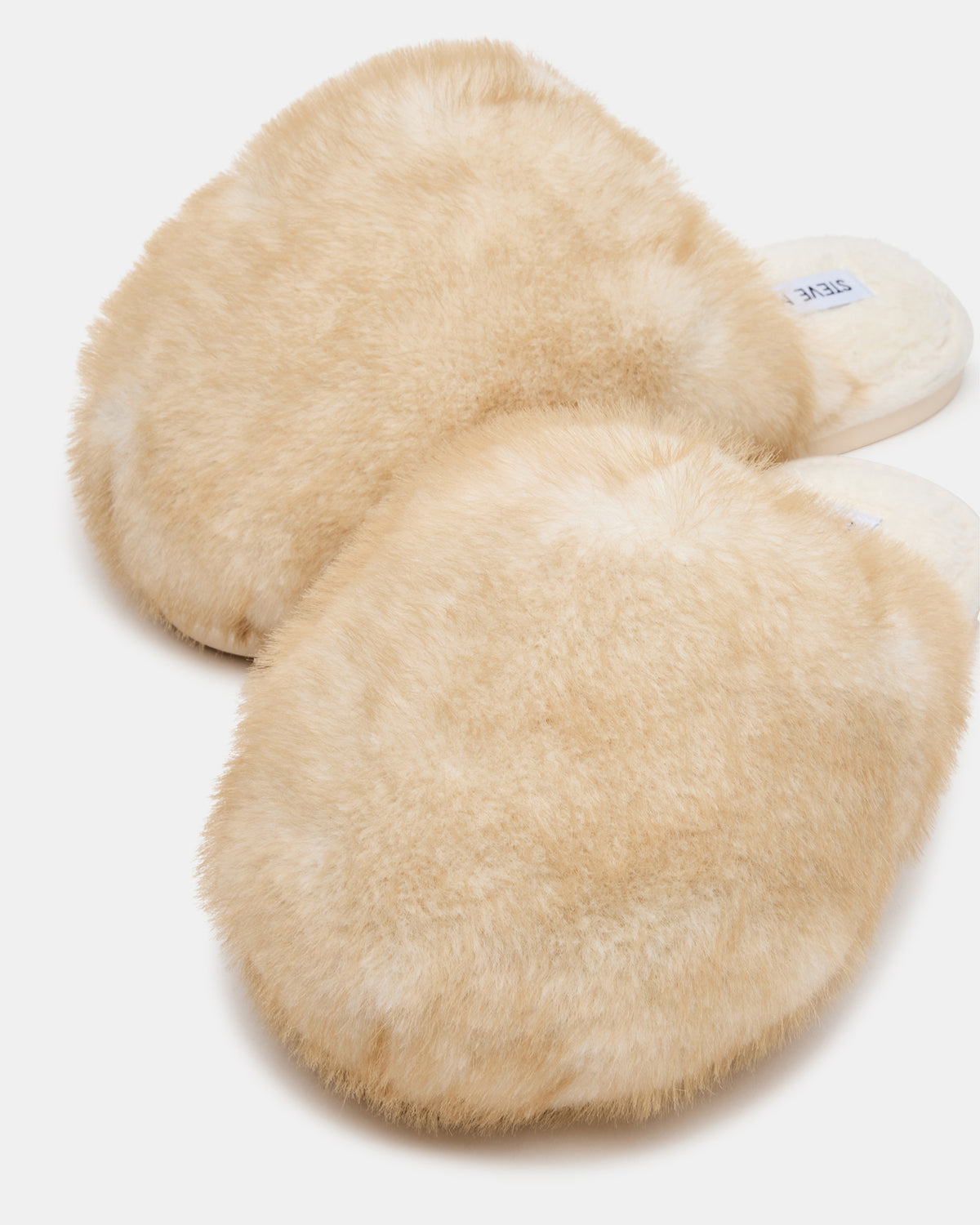 POOF Natural Slip-On Faux Fur Mule Women's Flat Steve Madden NATURAL