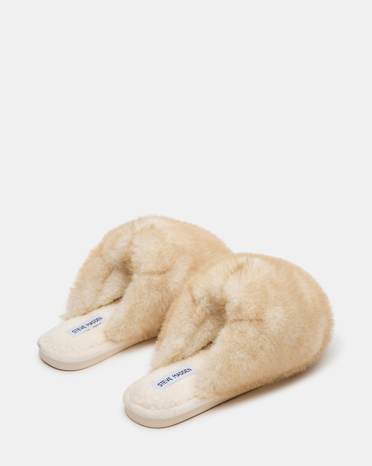 POOF Natural Slip-On Faux Fur Mule Women's Flat Steve Madden NATURAL