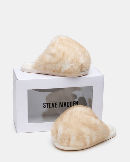 POOF Natural Slip-On Faux Fur Mule Women's Flat Steve Madden NATURAL