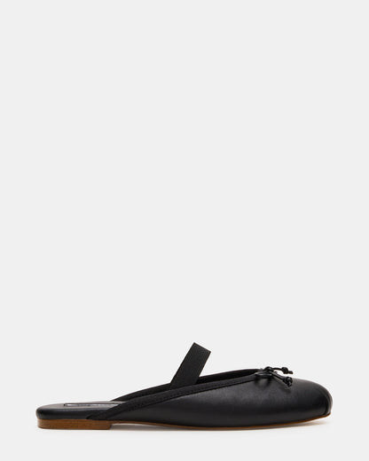 CUTESY Black Leather Slip-On Ballet Mule Women's Flat Steve Madden BLACK LEATHER