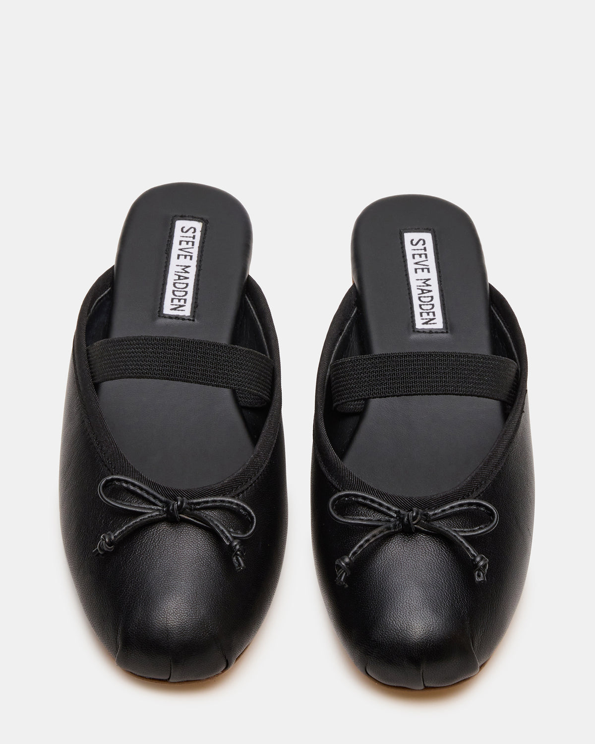 CUTESY Black Leather Slip-On Ballet Mule Women's Flat Steve Madden BLACK LEATHER