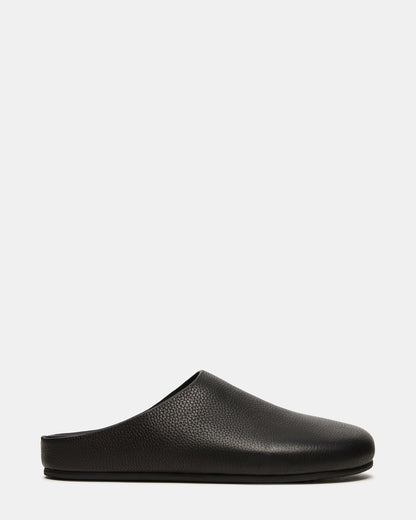 FERN Black Leather Mule Slip-On Round-Toe Women's Flat Steve Madden BLACK LEATHER