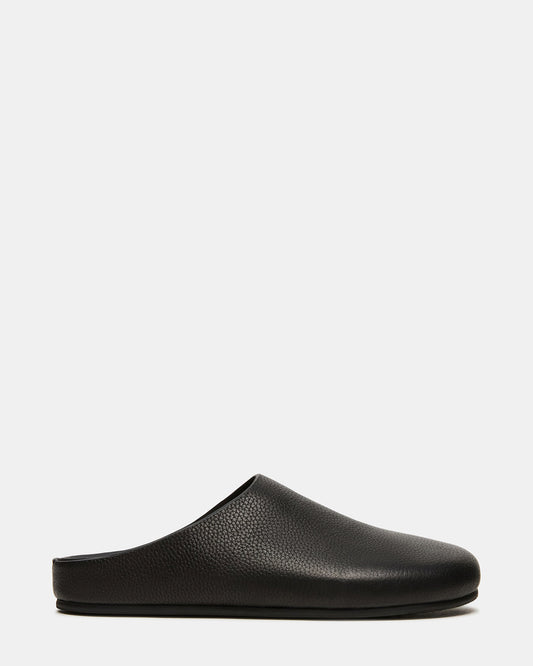 FERN Black Leather Mule Slip-On Round-Toe Women's Flat Steve Madden BLACK LEATHER
