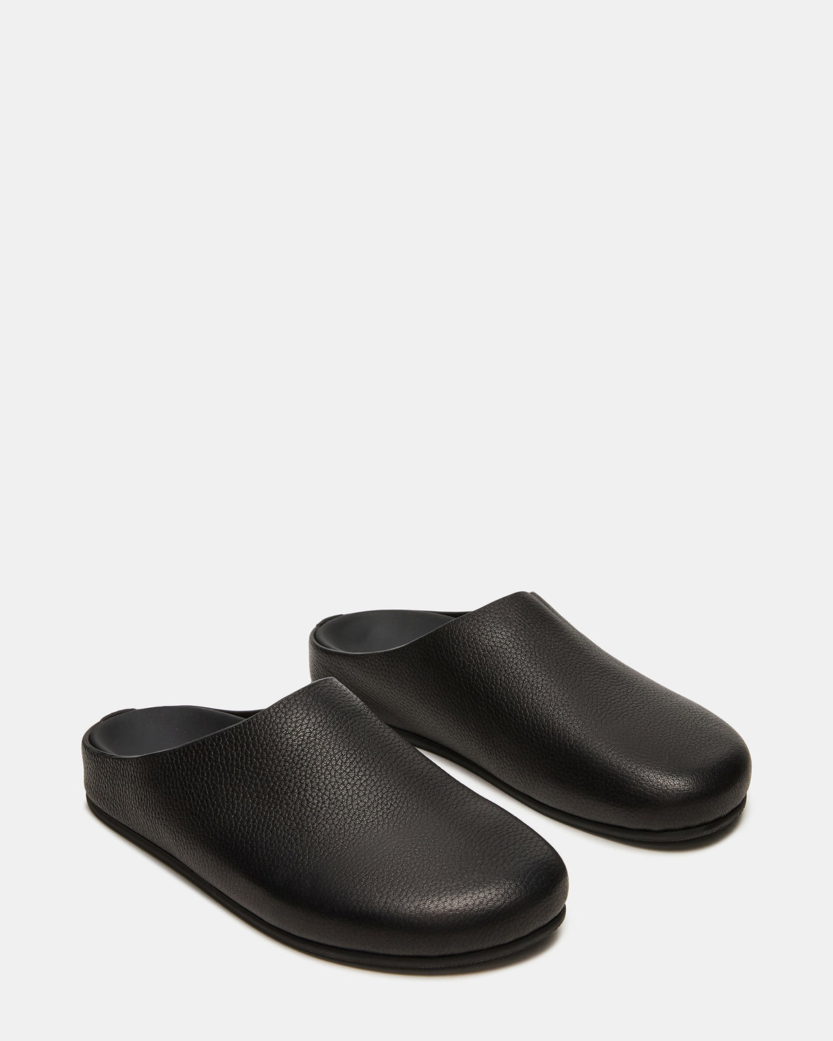 FERN Black Leather Mule Slip-On Round-Toe Women's Flat Steve Madden BLACK LEATHER