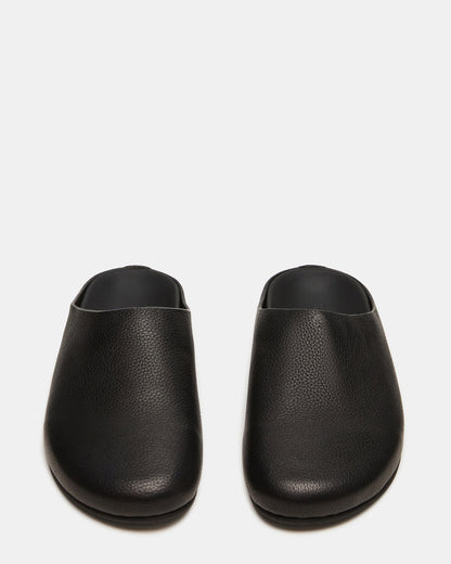 FERN Black Leather Mule Slip-On Round-Toe Women's Flat Steve Madden BLACK LEATHER