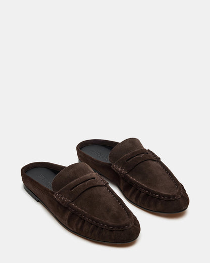RAFE Chocolate Brown Suede Slip-On Mule Women's Flat Steve Madden CHO BRN SD