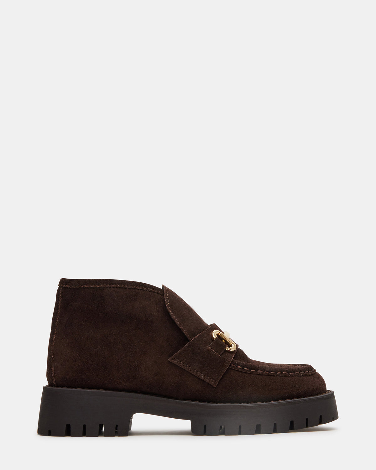 LEON Chocolate Brown Suede Platform Lug Sole Women's Loafer Steve Madden CHOCOLATE BROWN SUEDE