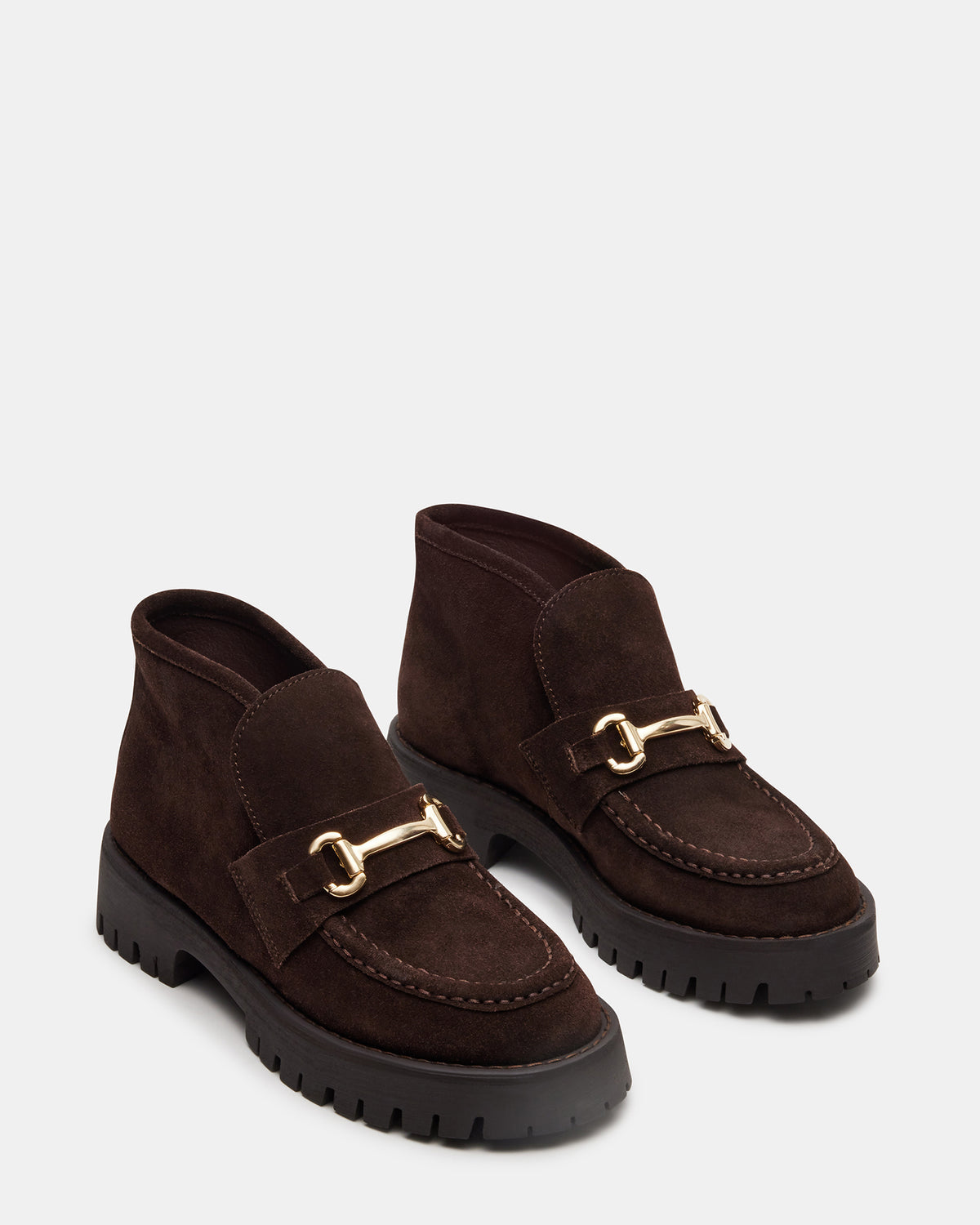 LEON Chocolate Brown Suede Platform Lug Sole Women's Loafer Steve Madden CHOCOLATE BROWN SUEDE
