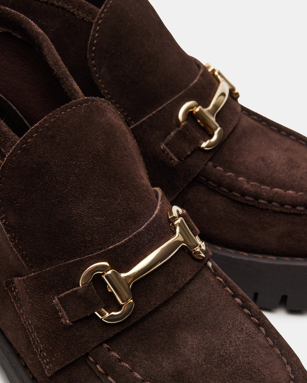 LEON Chocolate Brown Suede Platform Lug Sole Women's Loafer Steve Madden CHOCOLATE BROWN SUEDE