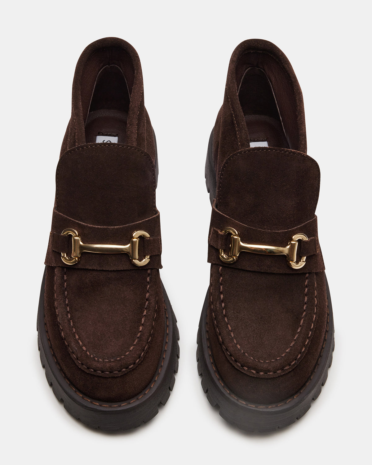 LEON Chocolate Brown Suede Platform Lug Sole Women's Loafer Steve Madden CHOCOLATE BROWN SUEDE