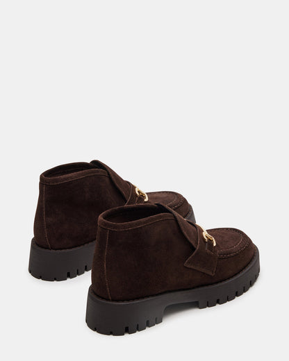 LEON Chocolate Brown Suede Platform Lug Sole Women's Loafer Steve Madden CHOCOLATE BROWN SUEDE