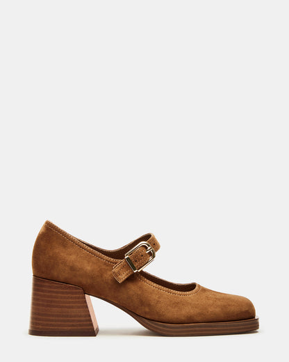 LISBON Chestnut Suede Square-Toe Mary Jane Women's Loafer Steve Madden CHESTNUT SUEDE