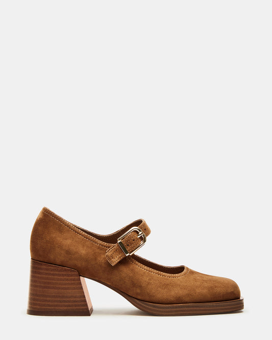 LISBON Chestnut Suede Square-Toe Mary Jane Women's Loafer Steve Madden CHESTNUT SUEDE
